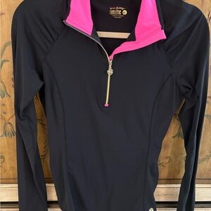 Lilly Pulitzer Black and Pink Quarter-Zip Sweatshirt
